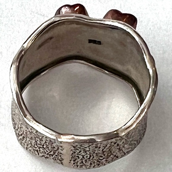 Handmade Vintage Sterling Silver and Copper Gemstone Ring - Picture 2 of 16